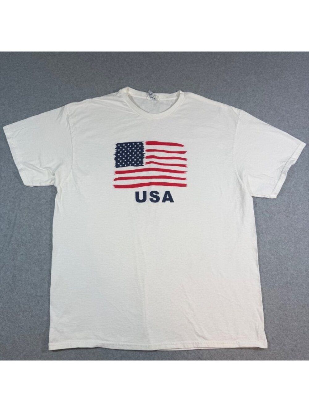 USA Flag Graphic T-Shirt Men's XL White Patriotic American Cotton Tee